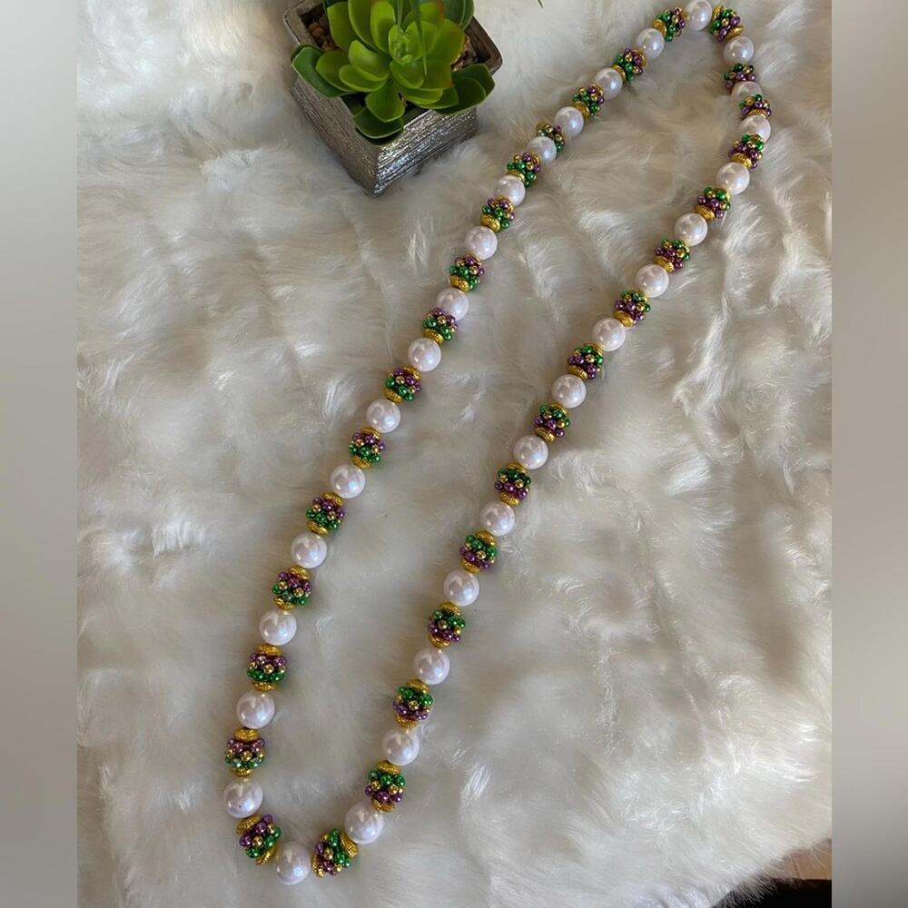 Beaded Fantasy Fairy Necklace with Pearls and Colorful Accents